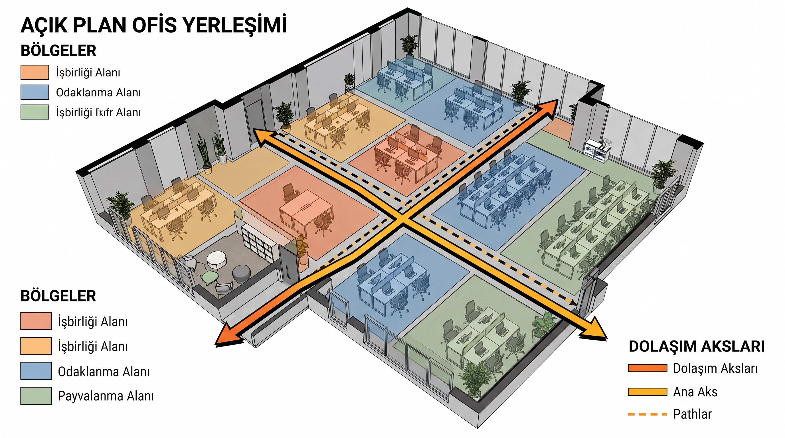 Açık plan ofis yerleşim planı