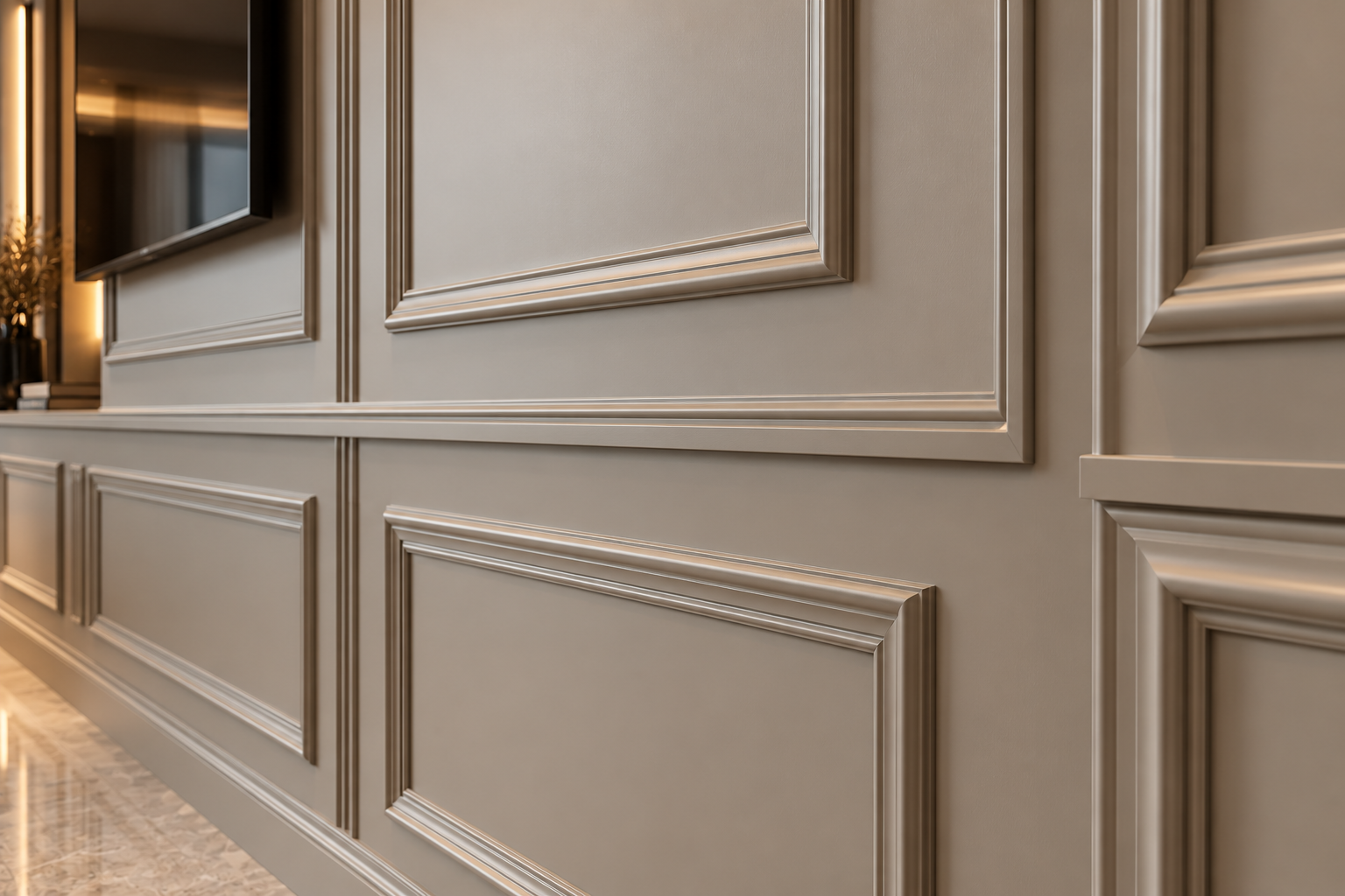 Çıtalı boiserie MDF duvar paneli detayı